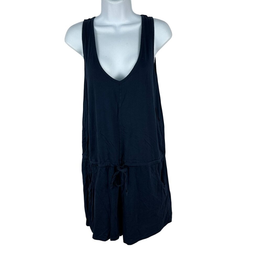 Bobi Los Angeles Womens Navy Blue Cotton Romper Size M Sleeveless V-Neck Casual